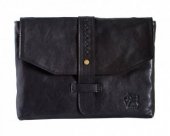 Red Dog black leather ipad bag